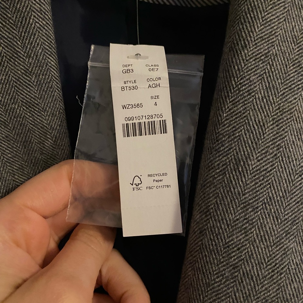 New with Tags J Crew Willa Grey Herrigbone Wool Blazer size 4 - Picture 6 of 6